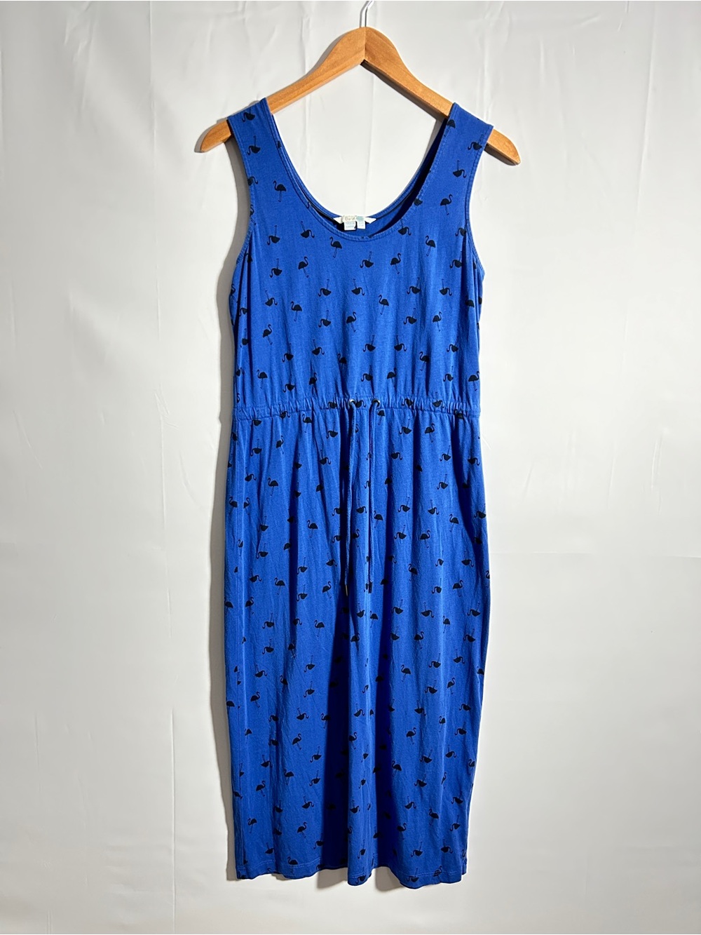 Boden Royal Blue Sleeveless Midi Dress with Flamingos